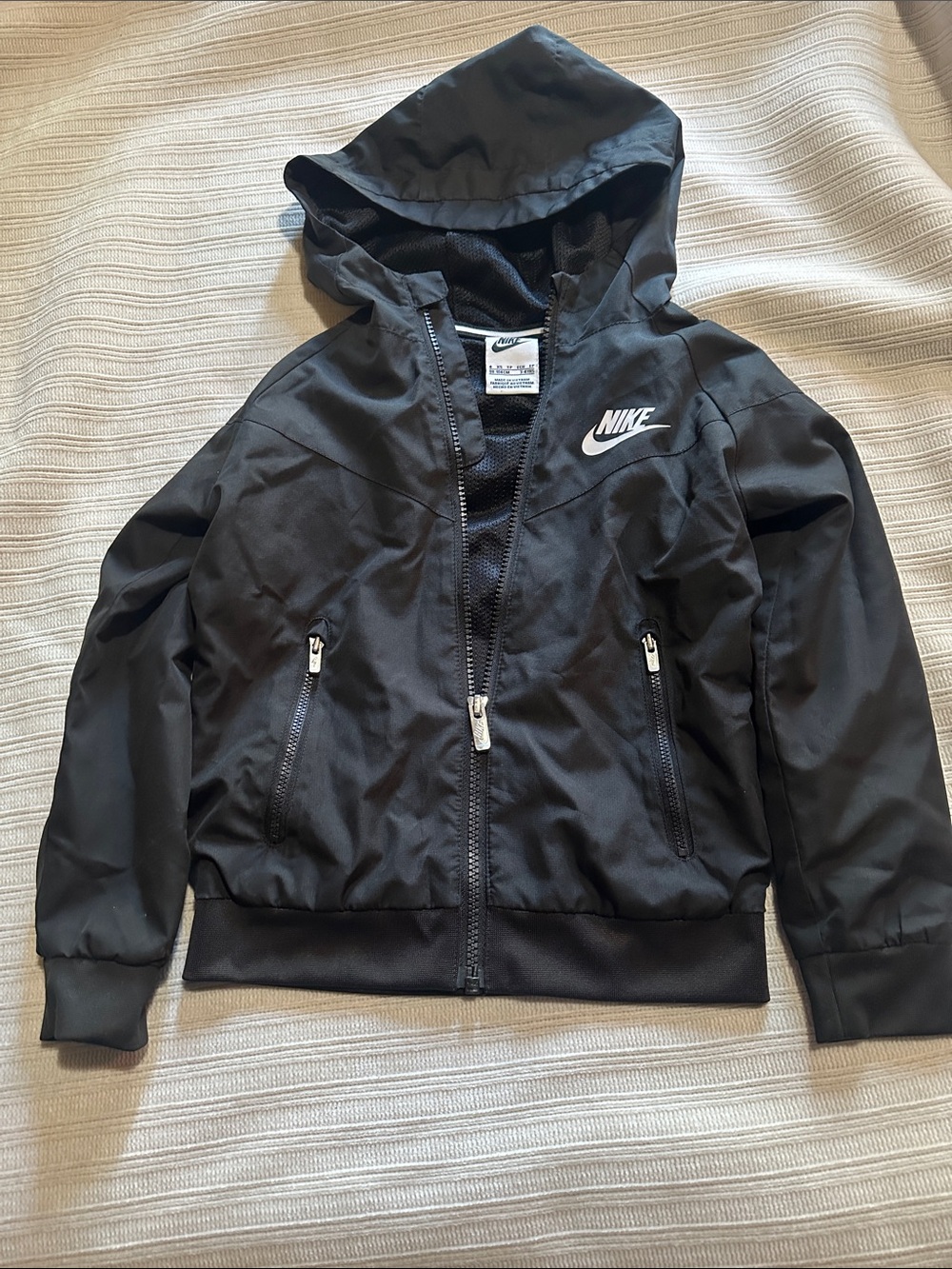 Nike Kids Windrunner Black Hooded Zip-Up Jacket
